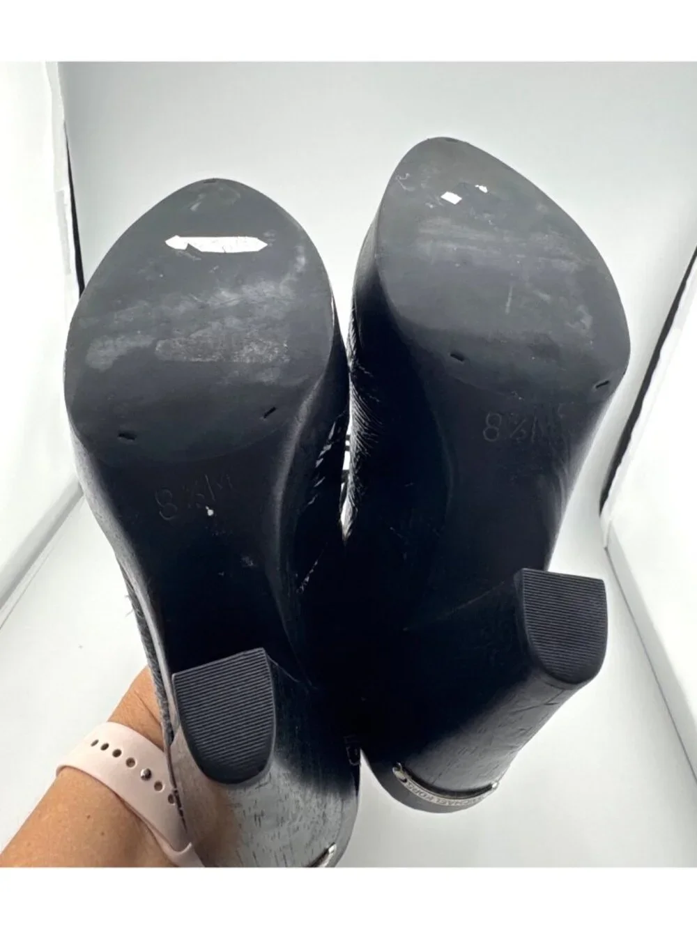 Michael Kors Panama Oxford Heels 8.5M Black Patent Leather Platform Office Siren